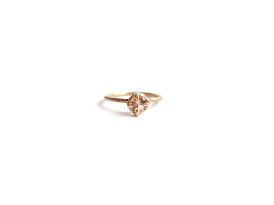 14K ROUND HESSONITE RING