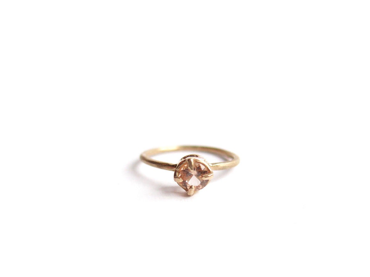 14K ROUND HESSONITE RING