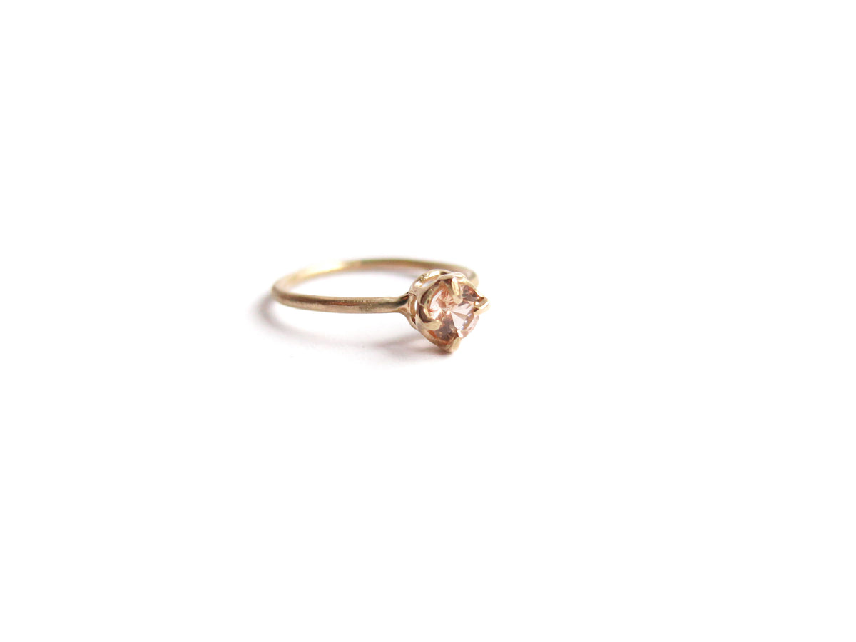 14K ROUND HESSONITE RING