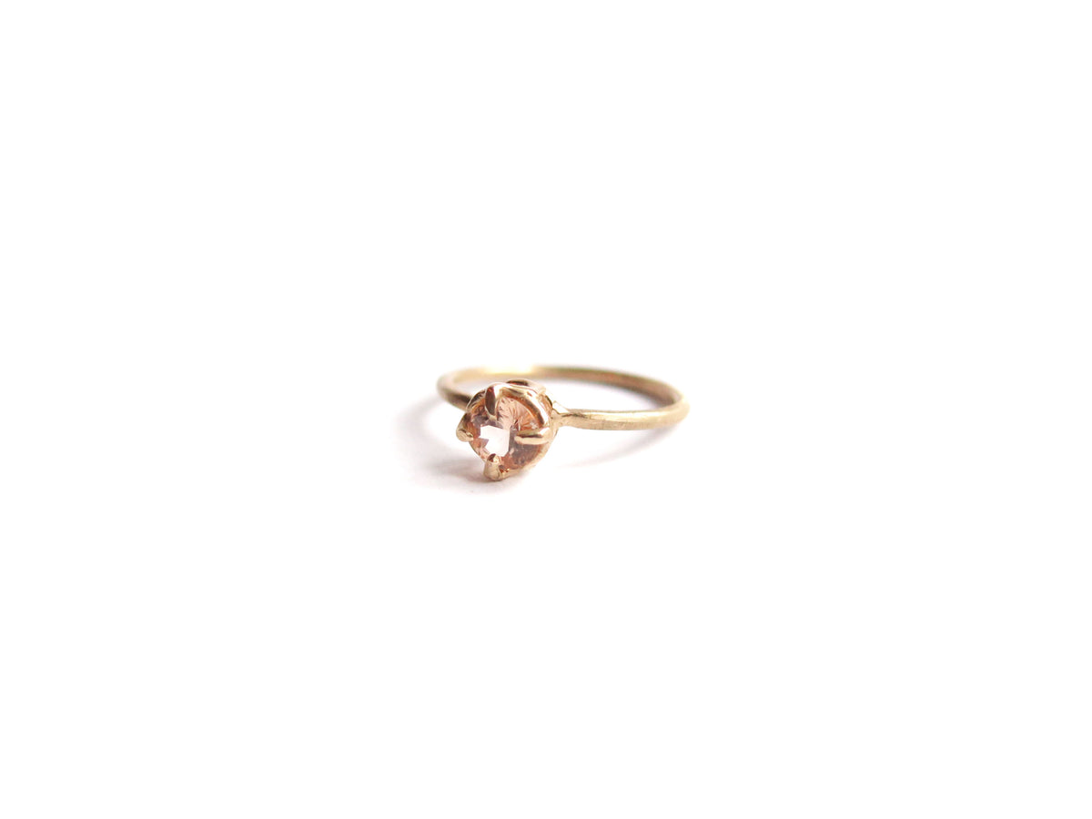 14K ROUND HESSONITE RING