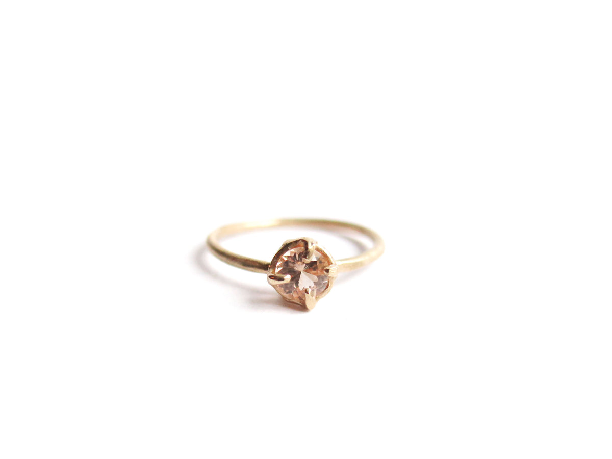 14K ROUND HESSONITE RING