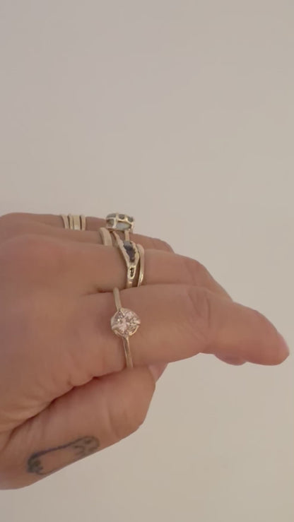 14K ROUND HESSONITE RING