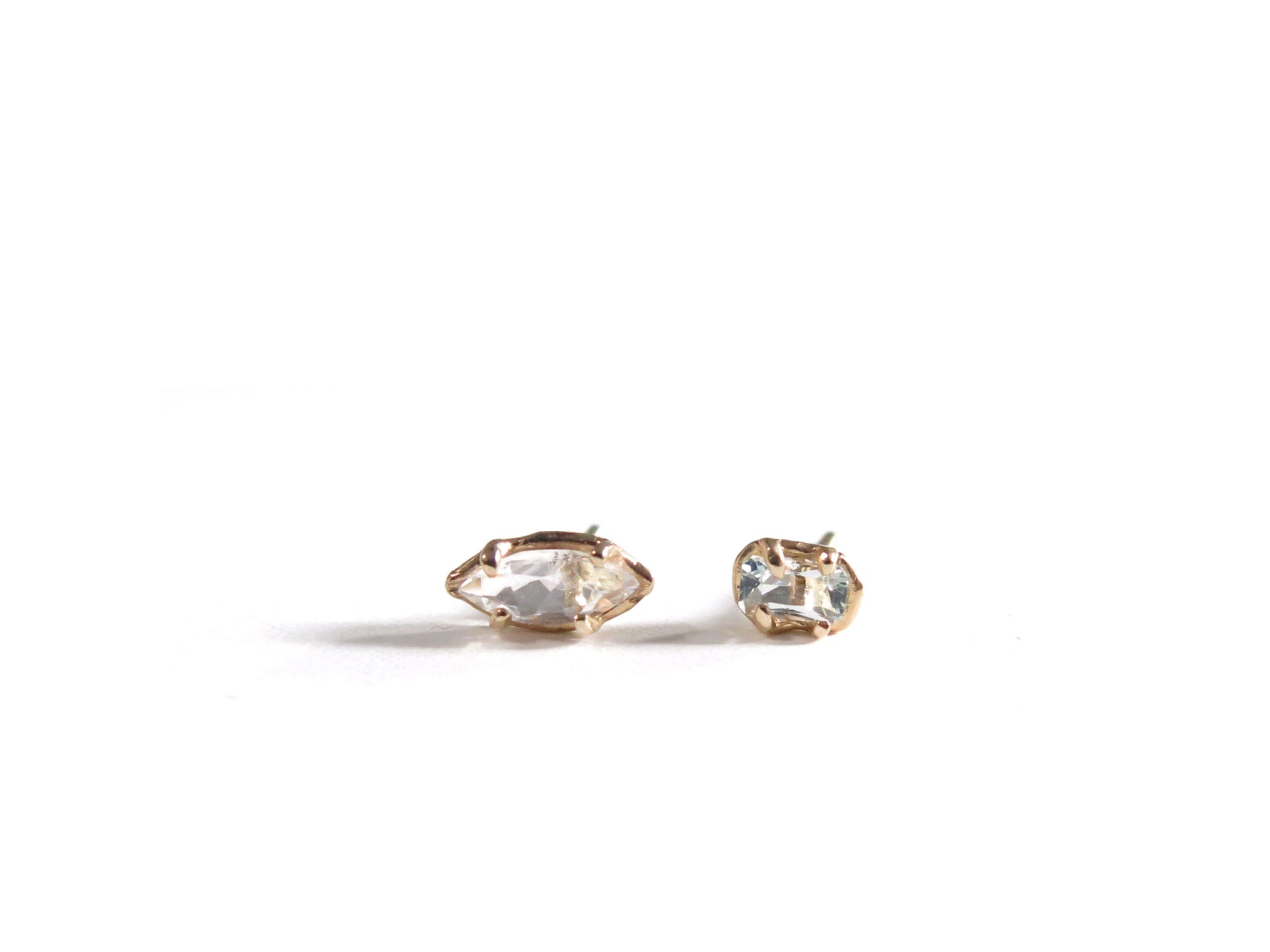 14K MINI QUARTZ + MINI AQUAMARINE