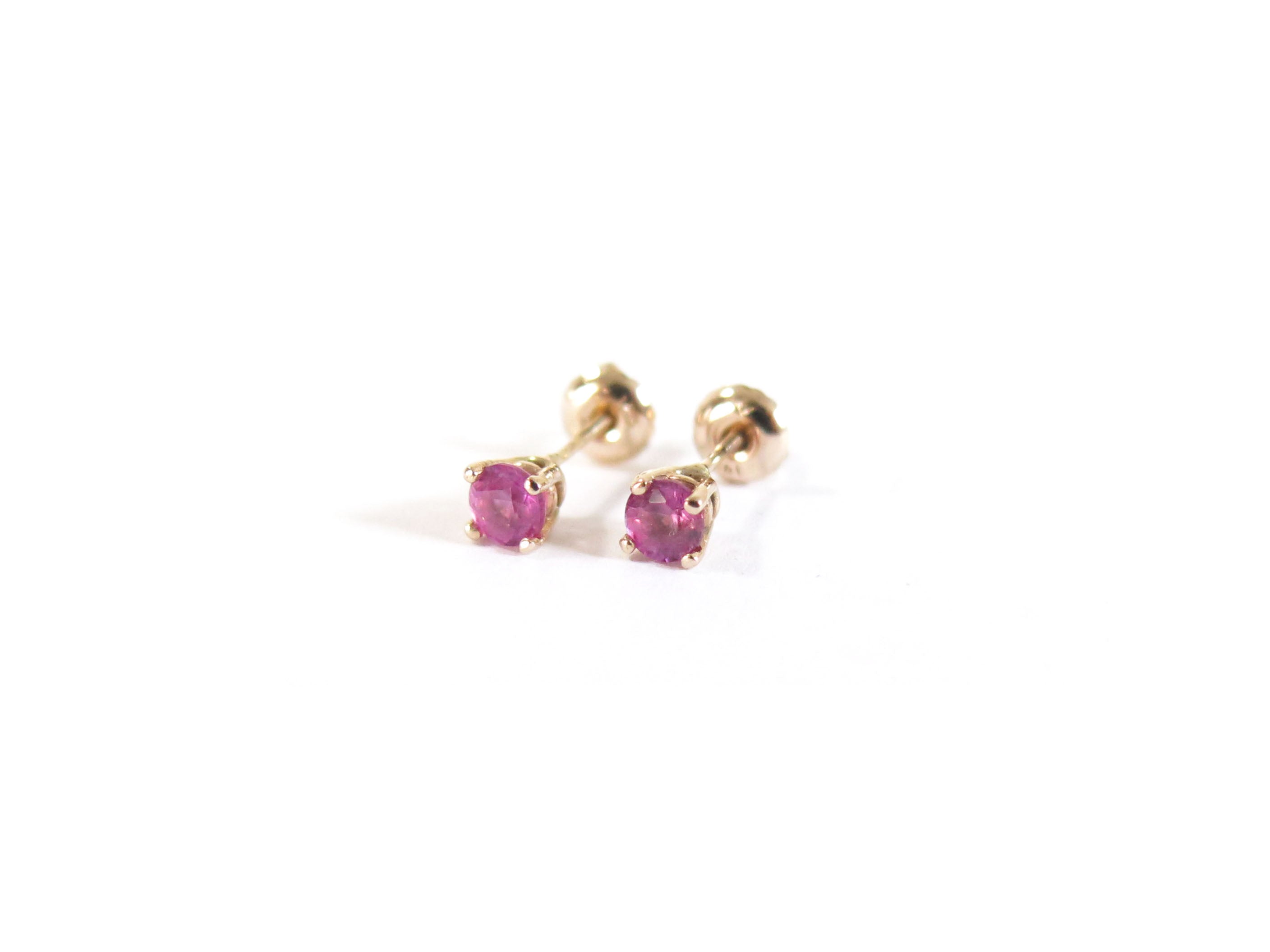 14K BRIGHT PINK SAPPHIRE STUDS