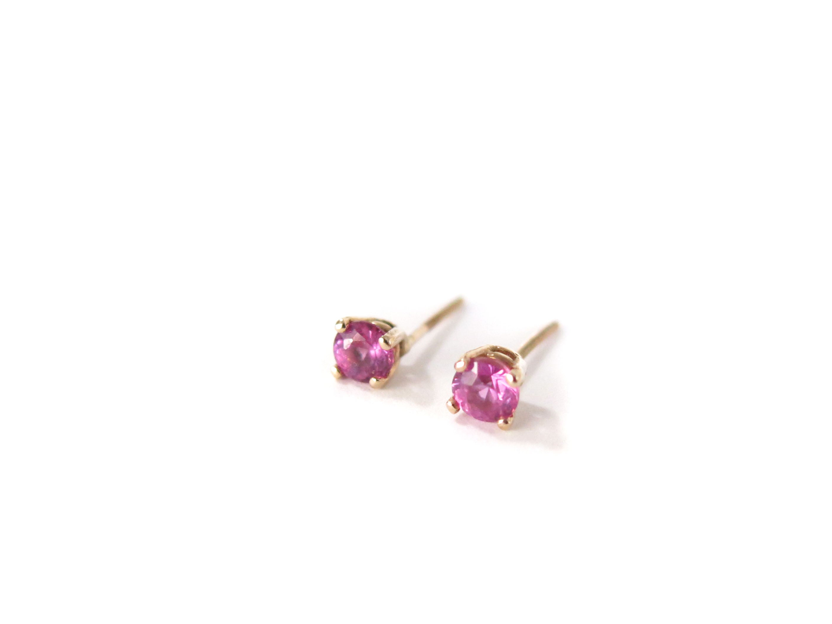 14K BRIGHT PINK SAPPHIRE STUDS